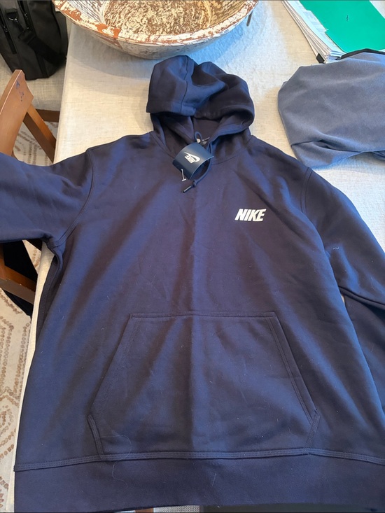 Nike Other - Nike Navy Blue Pullover Hoodie with White Logo